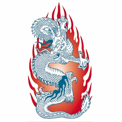 タトゥーシール　火炎ドラゴン・赤